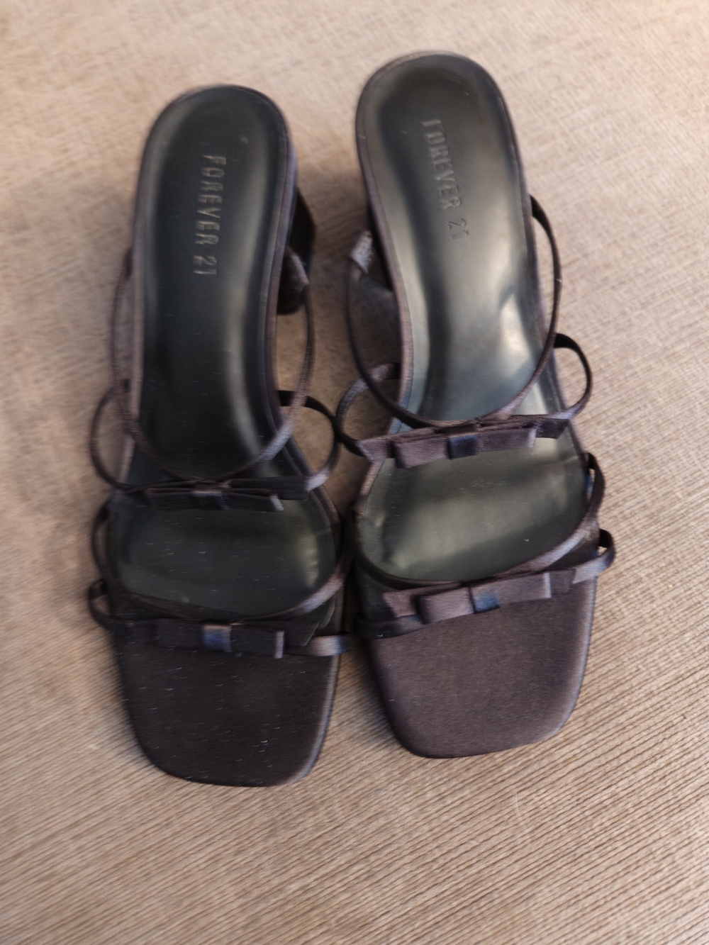 Forever 21 Black Strappy Bow Mule Sandals
